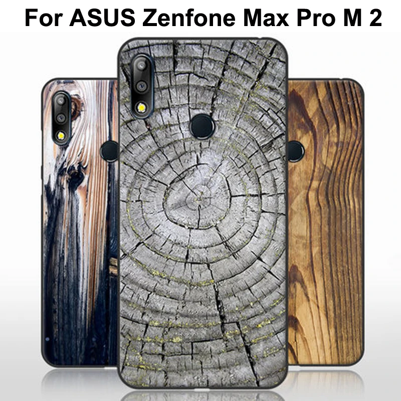 

For ASUS Zenfone Max Pro M2 Case wood stone style soft silicone phone Case For ASUS ZB630KL ZB631KL back Cover Protective Shell