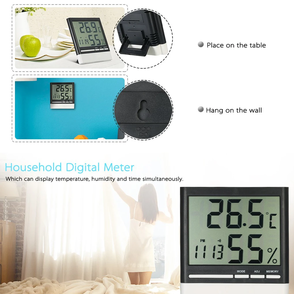 

CX-318 Digital LCD Thermometer Hygrometer Electronic Temperature Humidity Moisture Meter Weather Station Alarm Clock