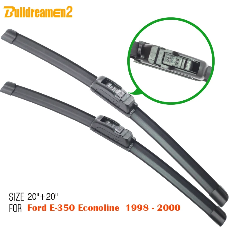 

Buildreamen2 For Ford E-350 Econoline 1998-2000 Car Bracketless Windscreen Wiper Blade Soft Rubber Windshield Wiper 2 Pieces