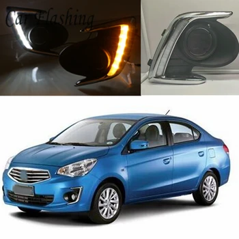 

1Pair car styling For Mitsubishi Attrage 2012 2013 2014 2015 LED DRL Daytime driving Running Light Daylight with turn signal