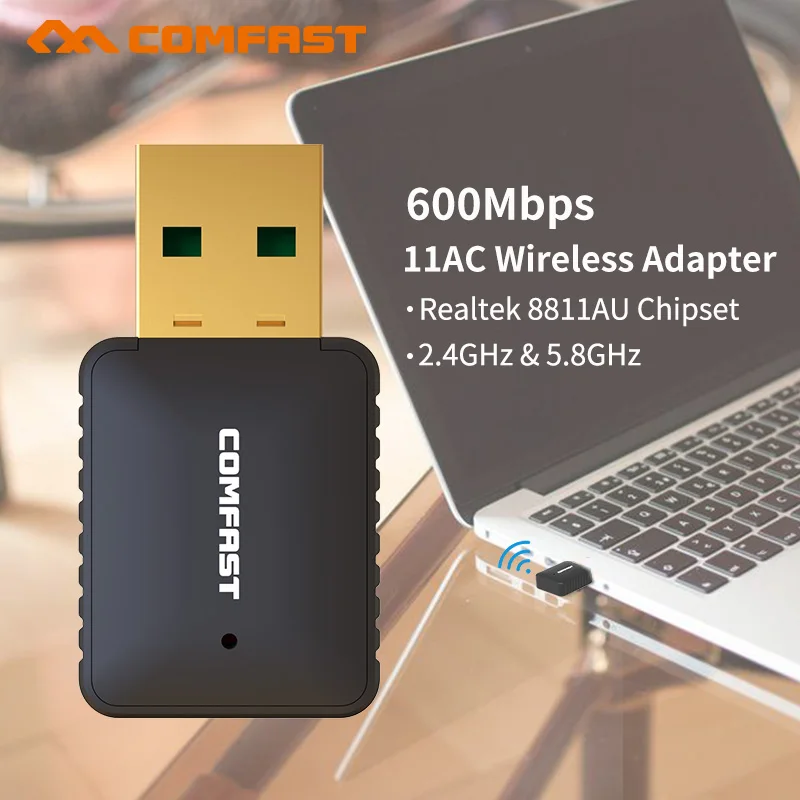 

RTL8811AU 600Mbps Wifi Adapter USB LAN Card 5.8 Ghz Wi-fi Adapter PC USB Wifi Receiver 802.11AC Wifi Dongle Plug Wireless Adapte