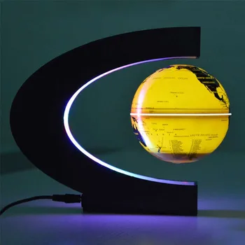 

4 Inch C Shape Electronic Magnetic Levitation Floating Globe World Map with LED Lights US Plug For Children Gift Home Decor