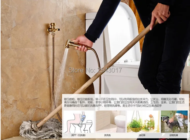 Аксессуары для ванной Биде кран цветок резьба Золотая отделка настенный высококачественный очиститель для туалета биде спрей кран ZR232