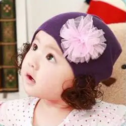 Мода новорожденных Дети для маленьких мальчиков девушка тюрбан хлопка шапочки шапка зимняя шапка для парик на сетке Hat