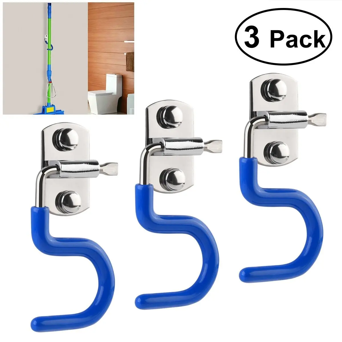 

Mop Holder Broom Holder S-Type Wall Mounted Organizer Brush Storage Hanger 3pcs