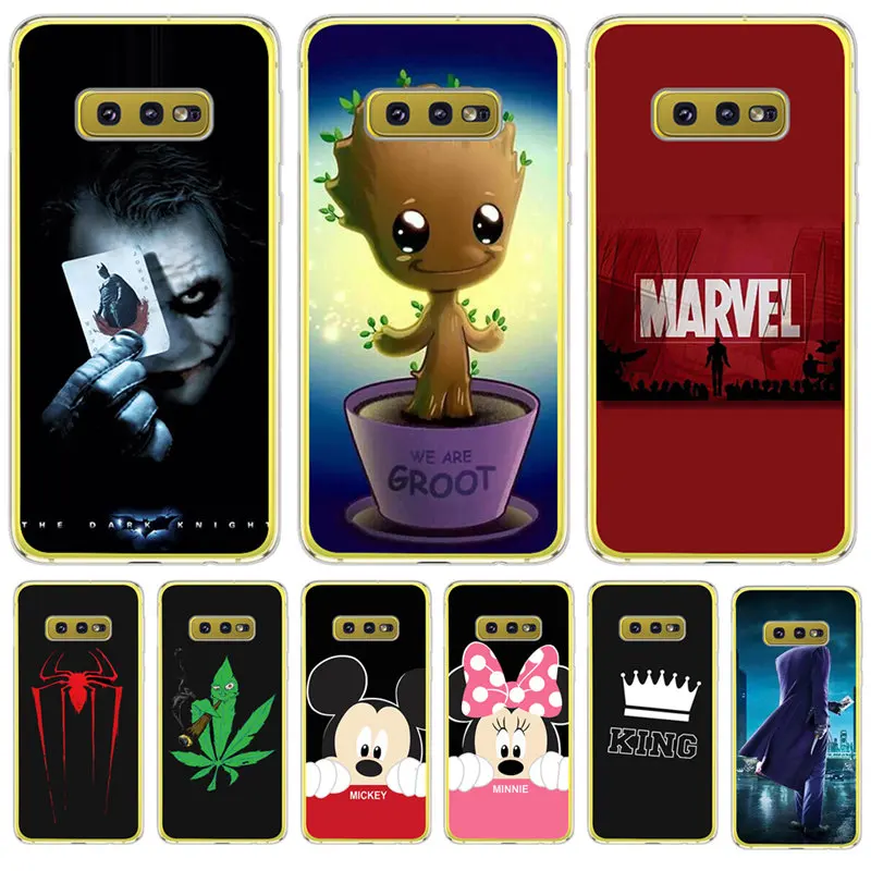 

Luxury Marvel For Samsung Galaxy S6 S7 Edge S8 S9 S10 Plus Lite Note 8 9 Cover Case Silicone Coque Etui joker Women Mickey Groot