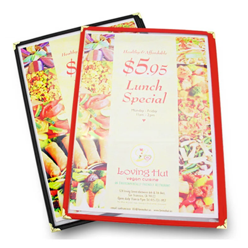 

Free Shipping Restaurant Menu Covers, 23.3*32.3cm- Single Fold Cover - Gold Decorative Corners, 12/Pack