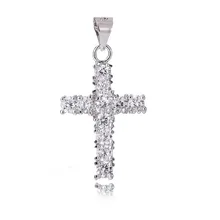 SHUANGR 1 шт. серебряный цвет крест кулон AAA белый кубический цирконий счастливый крест женский шарм(DIY ожерелье) Подвеска TA495