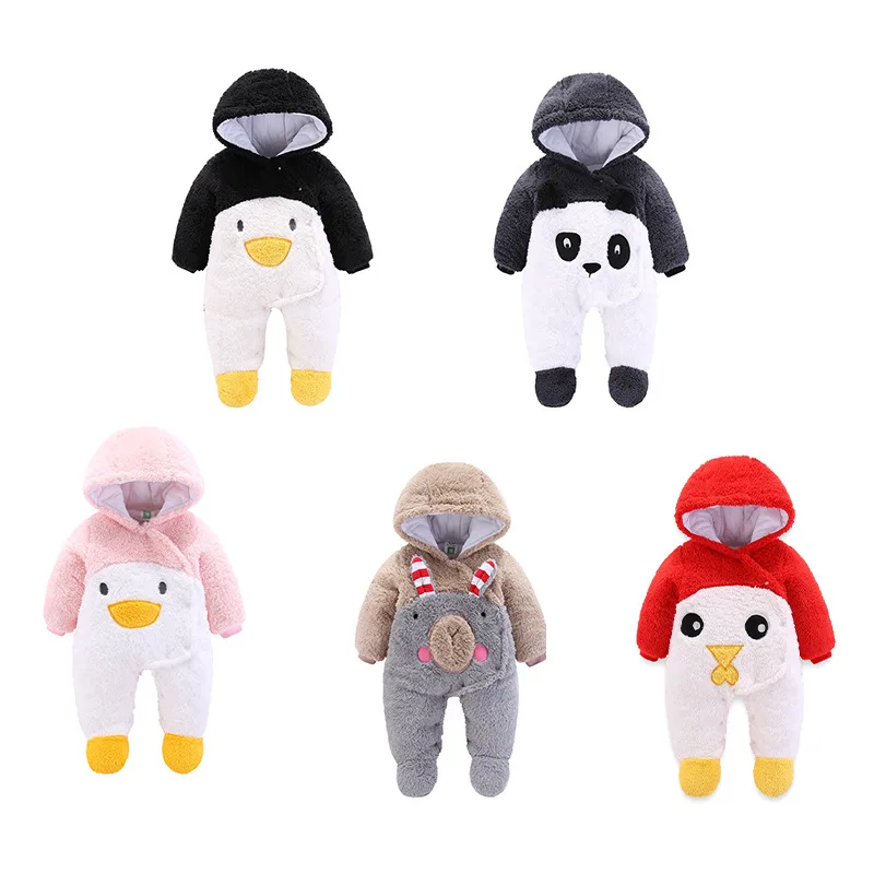 

Winter Newborn Baby Hoodie Animal Clothes Infant Girls Boy Warm Outwear Rompers Thickening fluff Outdoors Full-Sleeved Jumpsuits