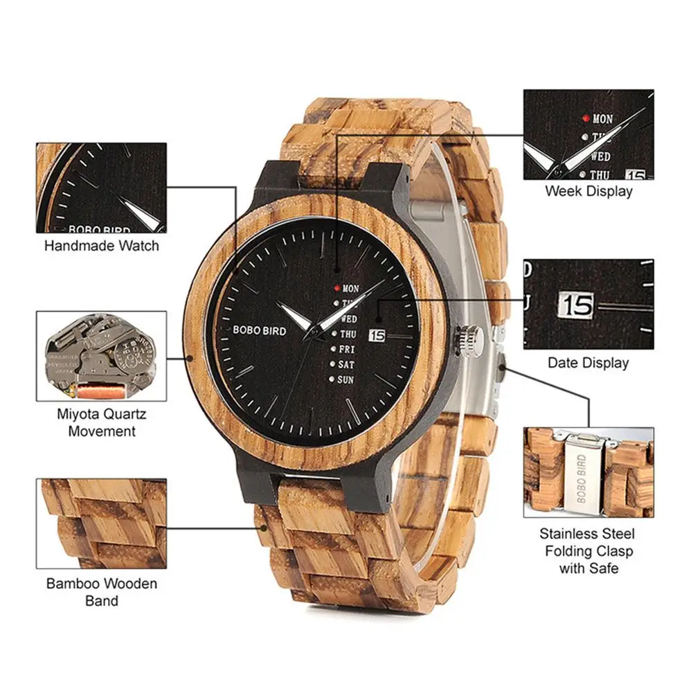 LinTimes деревянный Для мужчин кварцевые часы с календарем Пастораль наручные Орна Для мужчин t подарок