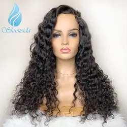 Shumeida 180% 360 кружева фронтальной парик с ребенком волос бразильского Волосы remy натуральный Цвет кудрявый парик с предварительно выщипанные