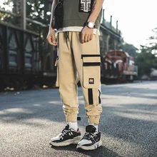 Брюки карго мужские хип-хоп карманы длинные брюки мужские японские повседневные штаны Брюки Беговые брюки в повседневном стиле мужские
