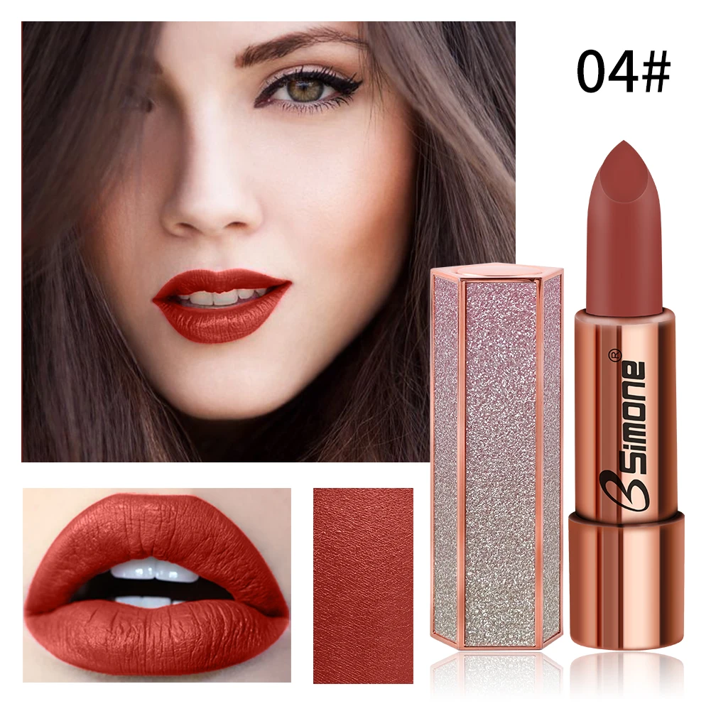 

1Pc Shining Sequin Packaging Pumpkin Earthy Matte Color Lipstick Cosmetic Waterproof Lasting Sexy Red Nude Makeup Lip Balm TPLM2