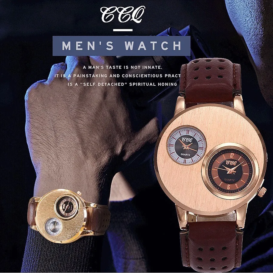 

CCQ Band Luxury Men Sport Watch Male Casual Quartz Wristwatch Leather Military Watch Clock Gift Relogio Masculino Hot Sellling