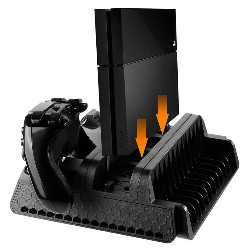 

EastVita New USB Hub Vertical Stand with Cooling Fan and Dual Controllers Charging Station for PS4/PS4 Pro