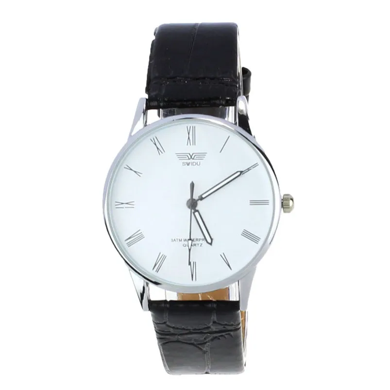 Fashion Classic Men's Roman Number Quartz Electronic Leather Wrist Watch Men Wholesale #2AP18B (8)