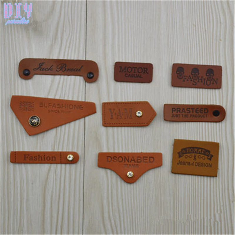 

45pcs Button Letter PU leather Garment Labels Tag Shoes Bag Clothes Sewing Patches Craft
