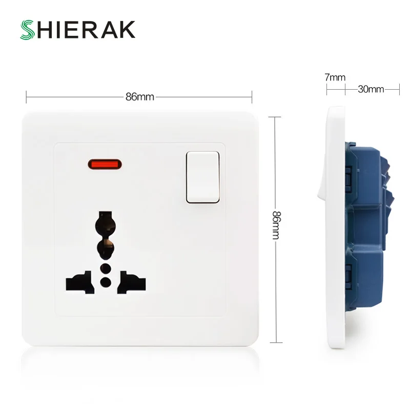 SHIERAK универсальная настенная розетка с светодиодный выключатель света белая