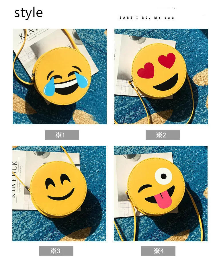 Bag female new cartoon cute expression bag funny personality smiley small yellow bag direct small round bag Messenger