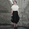 [EAM] Women White Linen Back Button Big Size Blouse New Satnd Collar Short Sleeve Loose Shirt Fashion Spring Summer 2022 JQ934 ► Photo 3/6