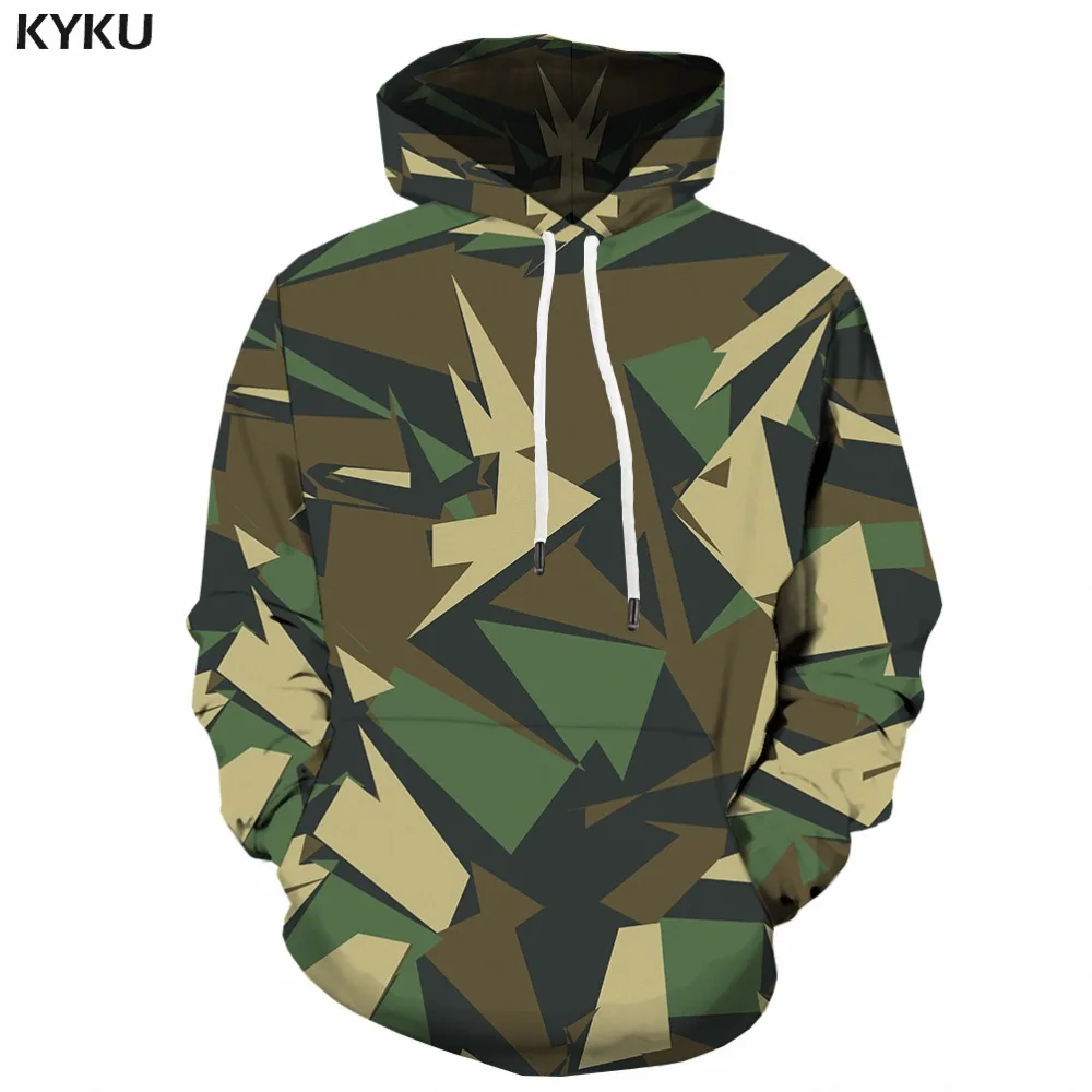 KYKU Camouflage Hoodie Men Streetwear Gray Camo 3d Hoodies Anime Print Sweatshirt Hooded Military V