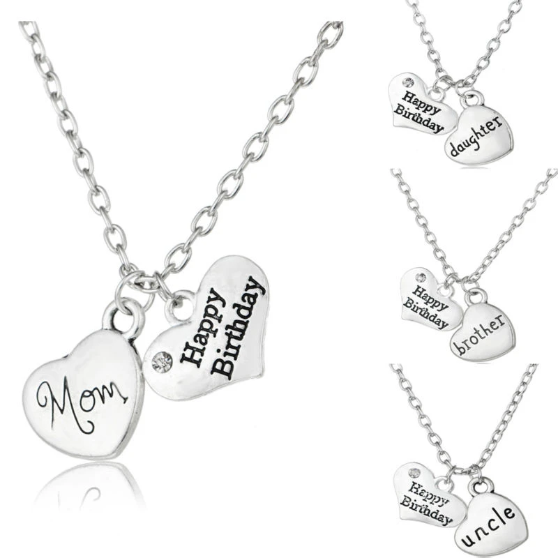 Collier Avec Pendentif Double Cœur En Cristal Plaque Argent Pour Femme Bijou Ras Du Cou Cadeau De Joyeux Anniversaire Pour Maman Et Papa Aliexpress