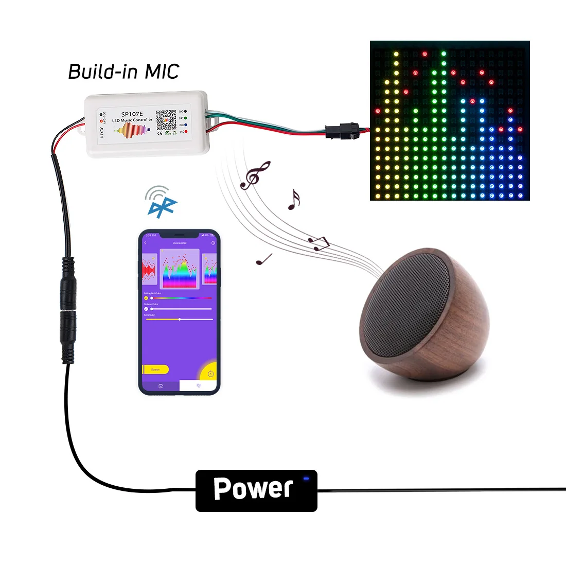 SP107E светодио дный контроллер WI-FI Bluetooth Pixel IC SPI музыки по телефону приложение для LPD8806 WS2812 SK6812 SK9822 RGBW APA102 полосы DC5-24V