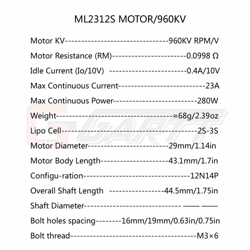 GARTT ML 2312 S 960KV 280W 2212S Motor For DJI Phantom 3 QuadCopter F450 X525 Multirotor Drone GARTT ML 2312 S 960KV 280W 2212S Motor For DJI Phantom 3 QuadCopter F450 X525 Multirotor Drone