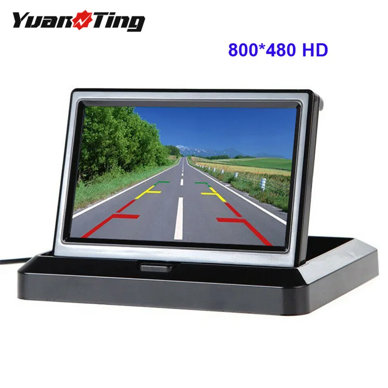 

YuanTing 5 Inch TFT-LCD Display Screen Foldable Car Monitor RCA 2 Video Input for Truck Rear View Reverse Backup Parking Camera