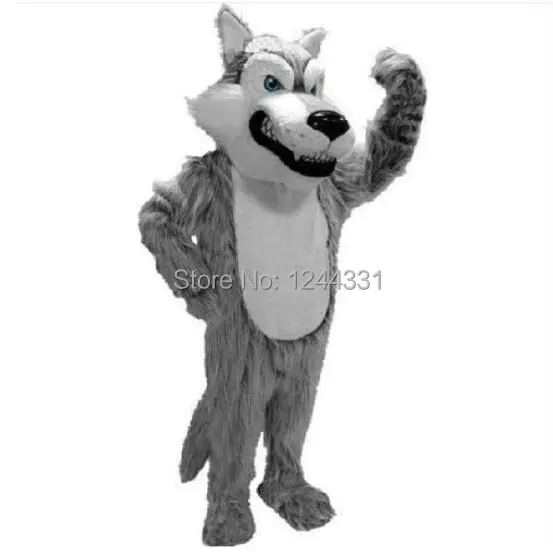 

High Quality (long hair) Grey Wolf Mascot Costume Adult Size Wolf Cartoon Character Costumes Party Costume Halloween Fancy Dress