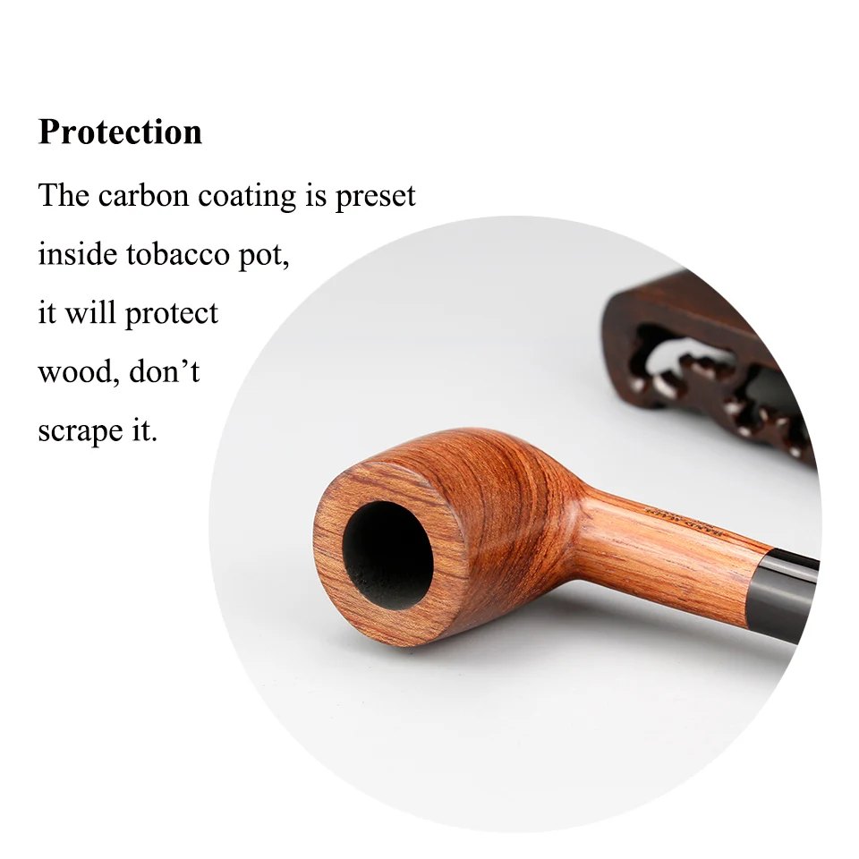 Classic Rosewood Smoking Pipe with Wood Holder 9mm filter Wooden Pipe Straight Tobacco Pipe 10 tools free