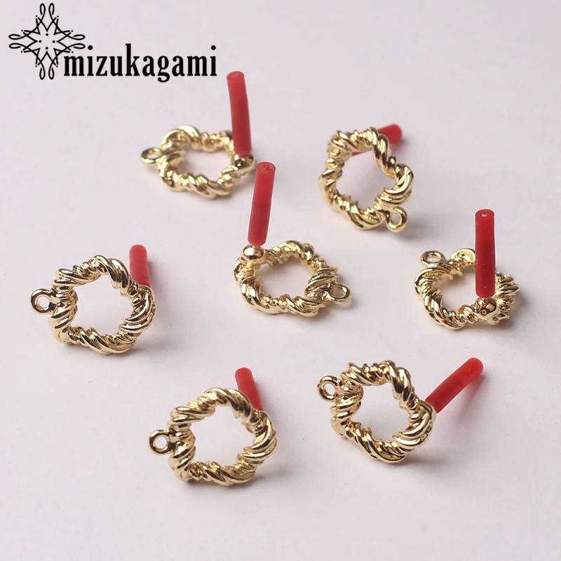

Zinc Alloy Golden Distorted Round Circle Base Earrings Connector Charms 14mm 6pcs/lot For DIY Drop Earrings Making Accessories