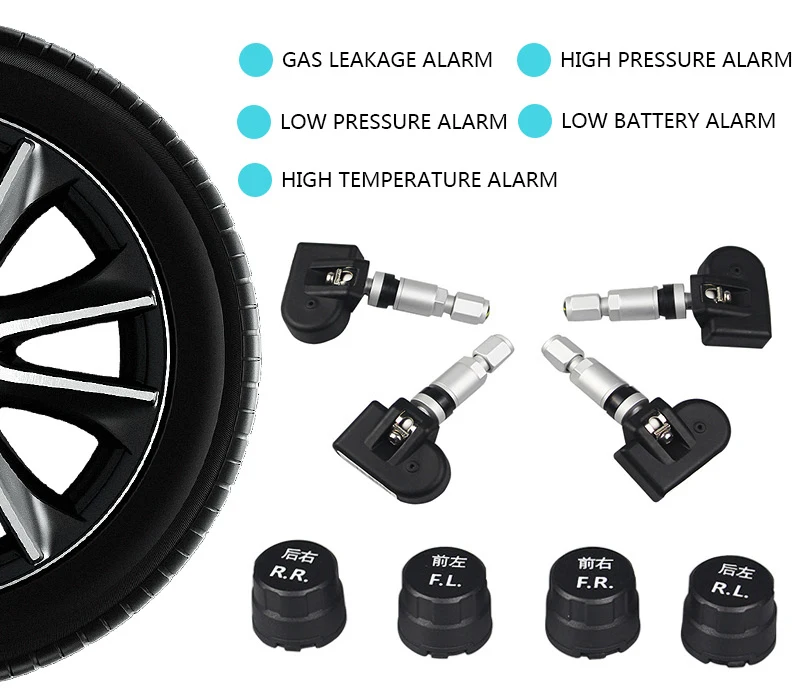 Новейший датчик давления в шинах BLE TPMS для мониторинга автомобиля Bluetooth 4,0 TPMS 4 внутренний/внешний датчик для Android iOS