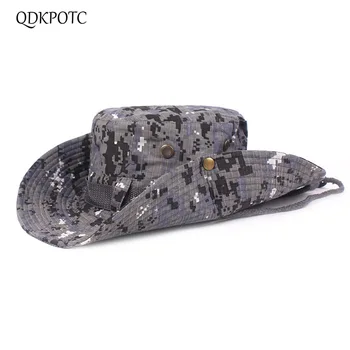 

QDKPOTC Outdoor Climbing Camouflage Bucket Hats Visor Jungle Broadside Cap Men Women Leisure Motion Hat 2019 Spring Summer Hot