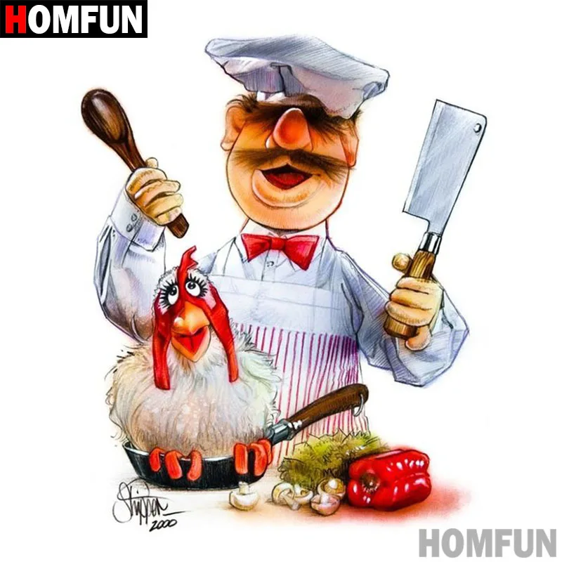 

HOMFUN 5D DIY Diamond Painting Full Square/Round Drill "Cartoon chef" 3D Embroidery Cross Stitch gift Home A09435