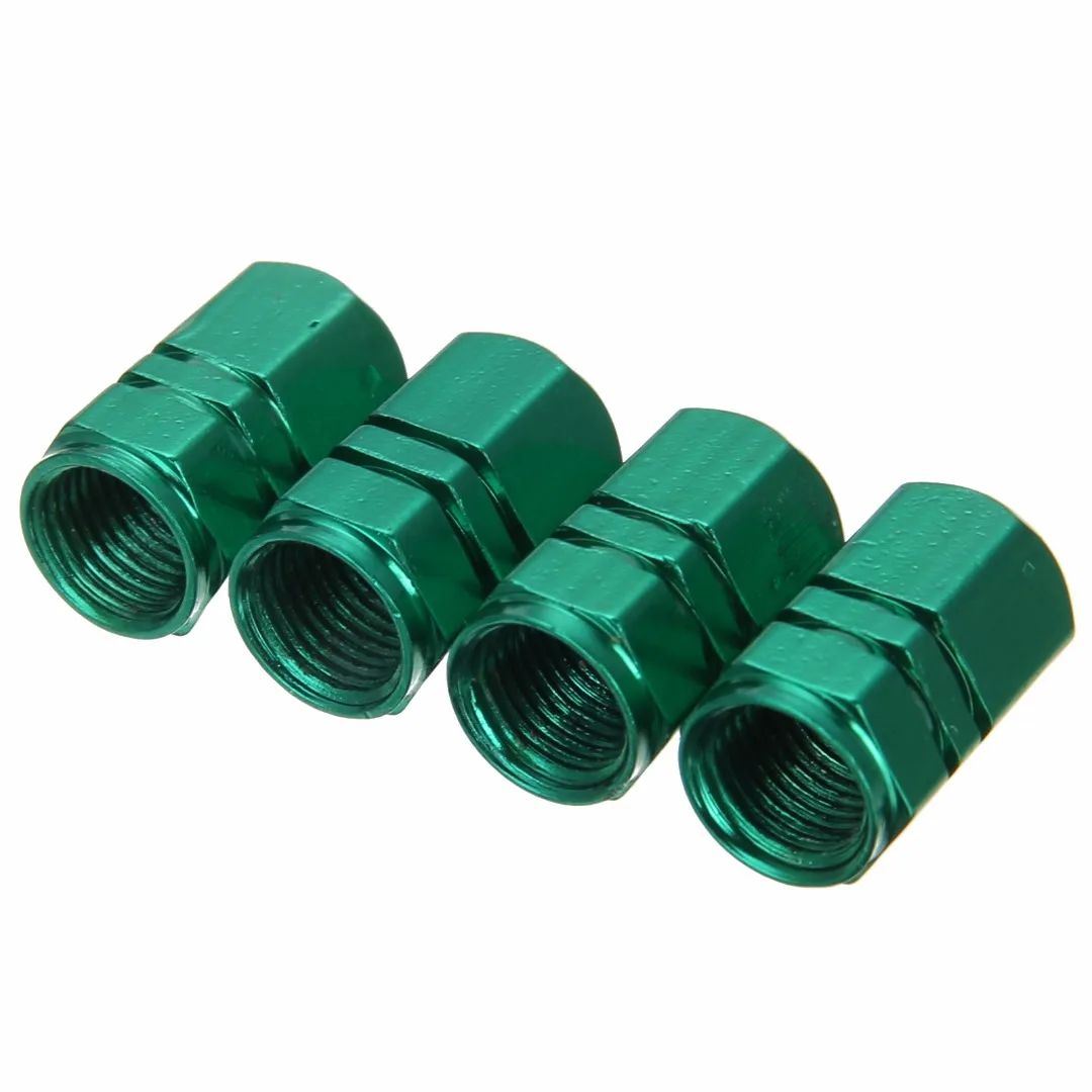 Mayitr 4pcs Universal Aluminum Car Wheel Tire Tyre Valve Air Stem Cap Cover Green Lightweight for Preventing Leakage