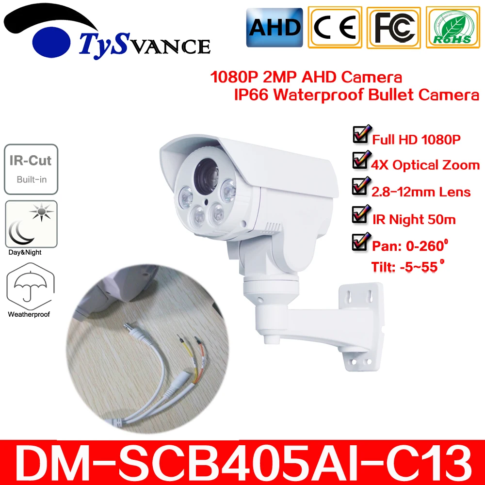 

Analog HD 1080P 2.0MP PTZ CCTV AHD Camera Array LED 2.8-12mm 4X Optical Zoom Lens IR Security Surveillance Bullet Camera Outdoor