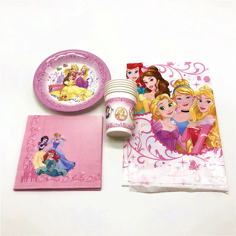 

Hot Sale Disney Six Princess Family Party Tablecover Napkins Kid Girl Birthday Wedding Party Cups Plates Decoration Supply 35Pcs