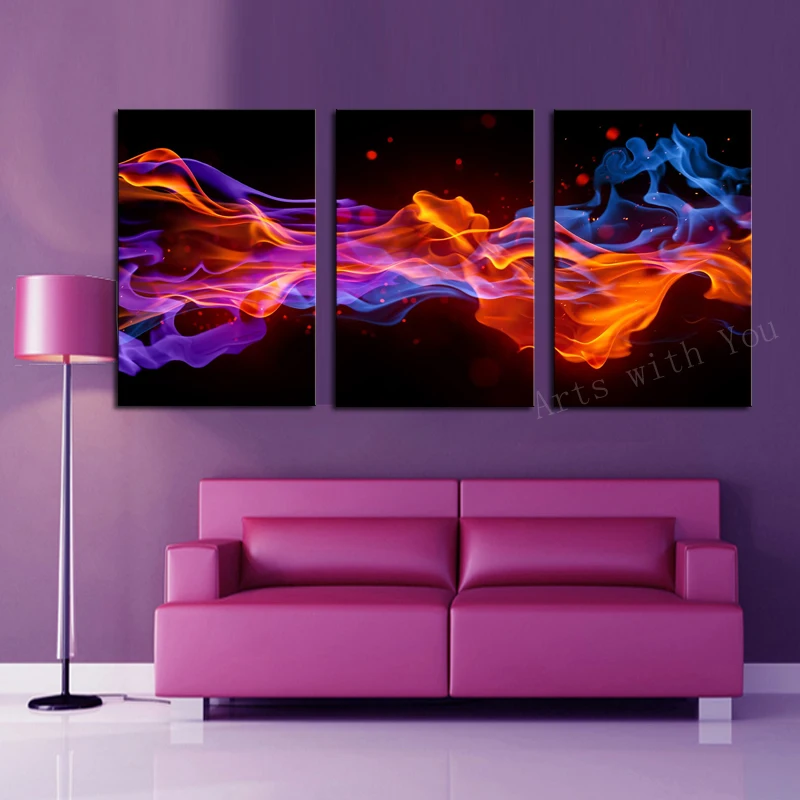 3 Panels Fire Flower Hd Canvas Print Painting Artwork Modern Home 3 Panels Fire Flower Hd Canvas Print Painting Artwork Modern Home Wall Decor Art Picture Paint On Prints In Calligraphy From