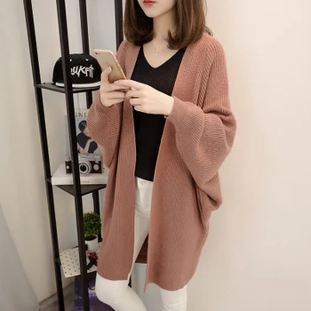 

New 2019 Winter Women Sweater Cardigan Female Knitted Plus Size Poncho Coat Fashion Batwing Sleeve Loose Sweater