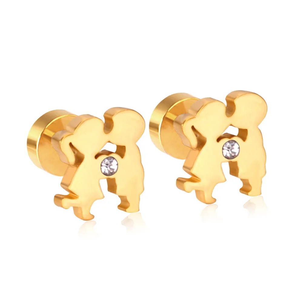 Fashion Jewelry Brincos Unisex Earrings Stainless Steel Gold Color