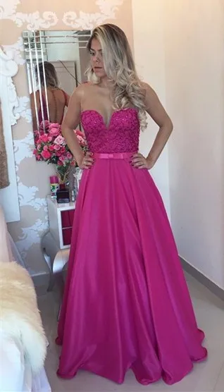 Latest-Fushia-Open-Back-Prom-Dress-with-Belt-A-Line-Floor-Length-Evening-Dress-2017-Party