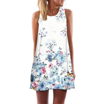 

Sexy Women Boho Bodycon Slim Backless Lace-up Short Mini Pencil Dress Sleeveless Spaghetti Strap Floral Print Party Beach Dress