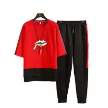 M-3XL 4XL Весна Лето спортивный костюм мужской комплект модный мужской спортивный костюм со штанами шаровары для бега спортивный костюм для мужчин