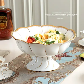 

Creative bone china gold modern fashion fruit bowl fruit bowl home decoration ceramic ornaments wedding gift