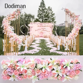 

1M wedding decor luxury Road cited artificial flore rose lilyy hydrangea mix DIY arched door Flower Row T station Christmas wall