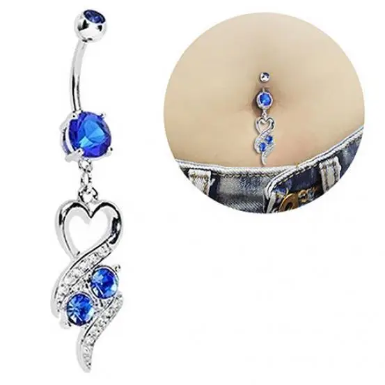

FUNIQUE Fashion Surgical Steel Heart Rhinestone Belly Ring Body Piercing Navel Jewelry Sexy Navel Piercing Bell Button Rings