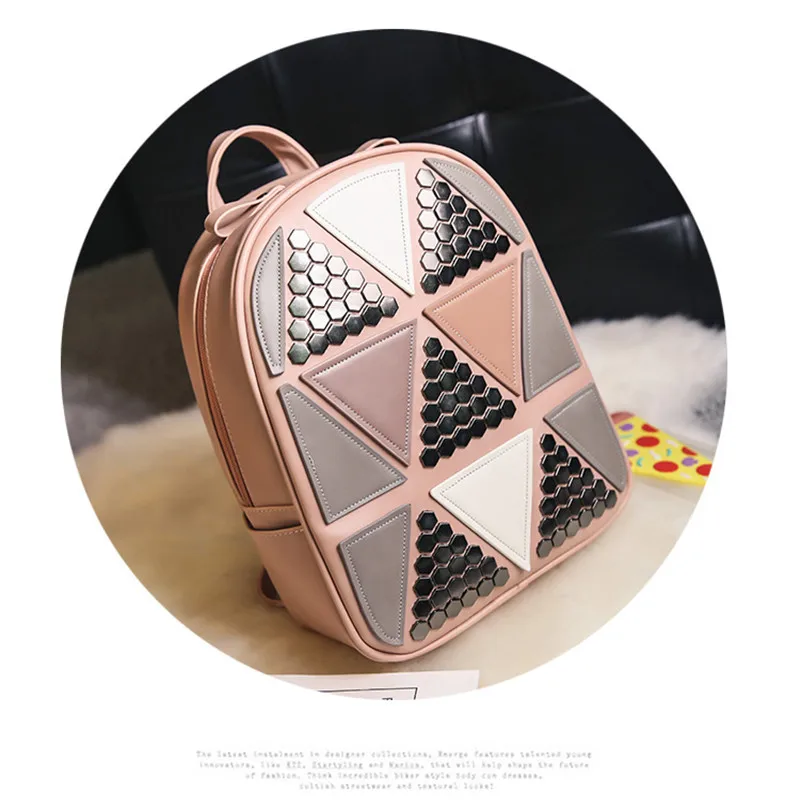 

Fashion PU Backpack High Quality Youth for Teenage Girls Female NEW Travel bag School mochila rivet 3 colour rugzak Lady's bag