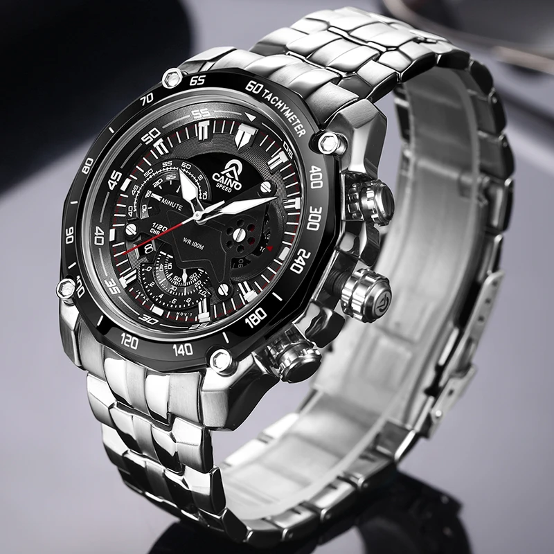 Acheter CAINO hommes Sport montres de luxe Top marque plein acier mode affaires étanche analogique Quartz montre bracelet mâle Relogio Masculino