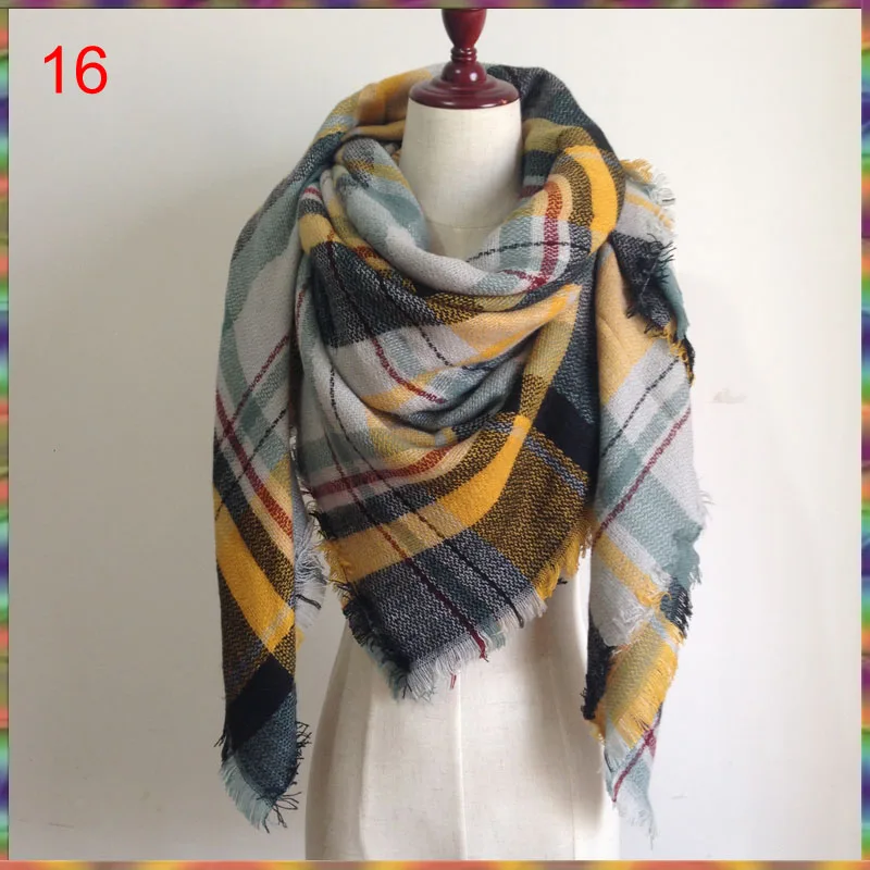 Зима осень шарф вязаный большой плед Шотландка плед палантин Дизайнерская Женская бандана акриловый шарф-шаль 140x140 см - Цвет: as photo